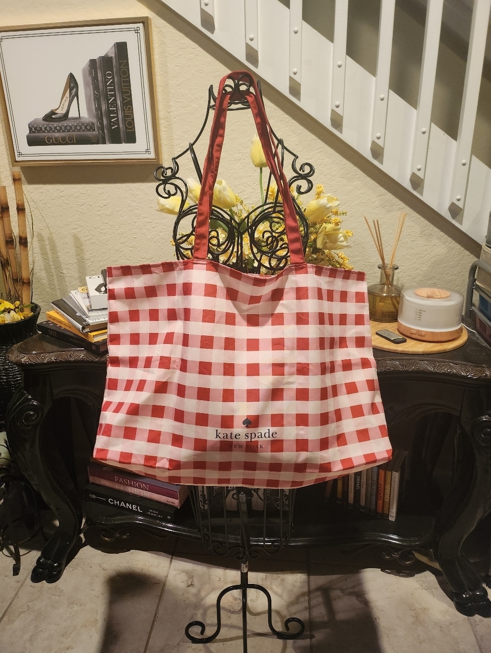 Kate Spade New York Gingham Canvas Tote Bag - Picture 3 of 5